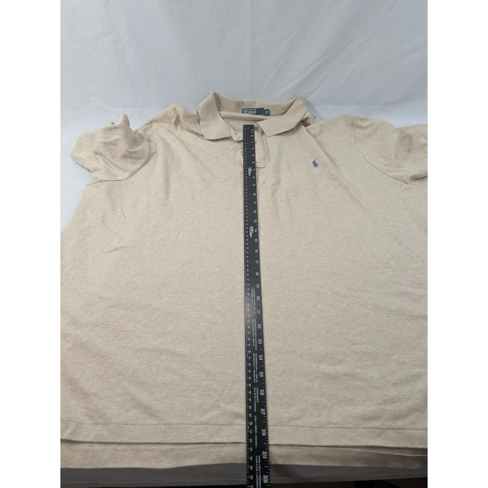 Vintage Polo Ralph Lauren Polo Shirt‎ Men 4XB Heathered Tan Cotton Pony